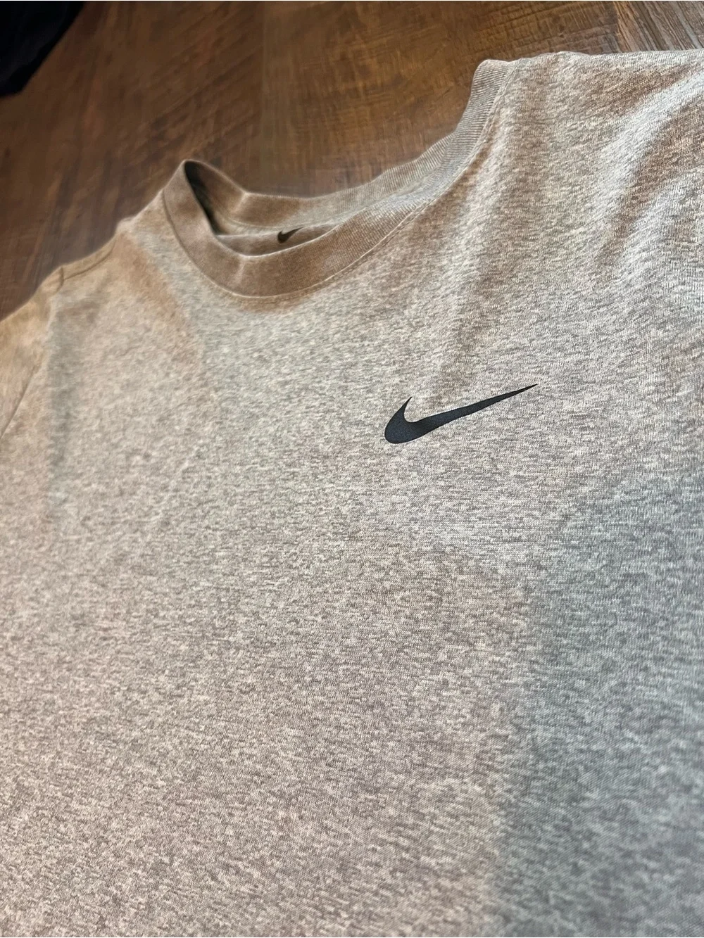 Nike Light Gray Heather Short-Sleeve Tee with Black Swoosh